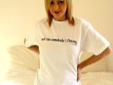 Pierced golden-haired non-professional british teen Jessica showing perky breasts under t-shirt