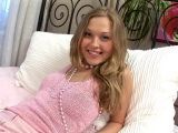 Kinky golden-haired Slovak teenage honey Trinity showing off her outstanding love melons