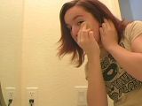 Lovable redhead legal age teenager Annabella getting ready for you in the mirror