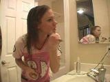 Sexy teen woman Addison getting ready for you in the mirror